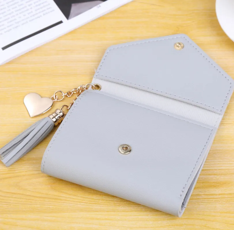 Женские короткие кошельки с кисточками клатчи для девушек Дамские монет