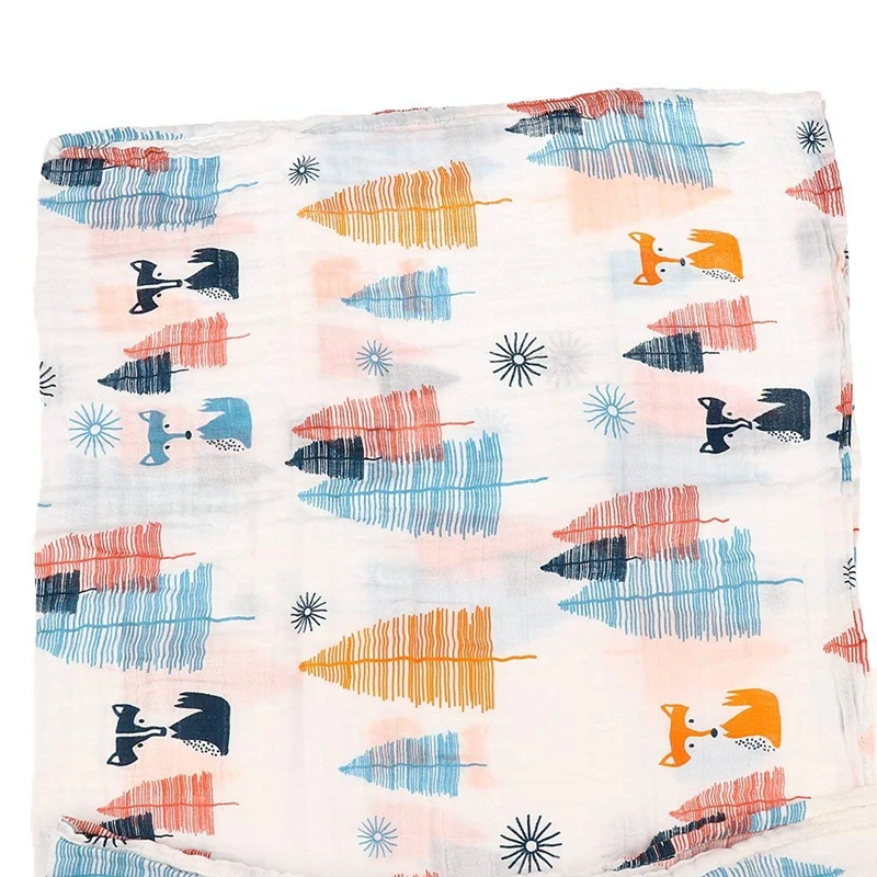 Хлопковое одеяло для сна Lange New born Swaddle 110 см x 110 см-лиса