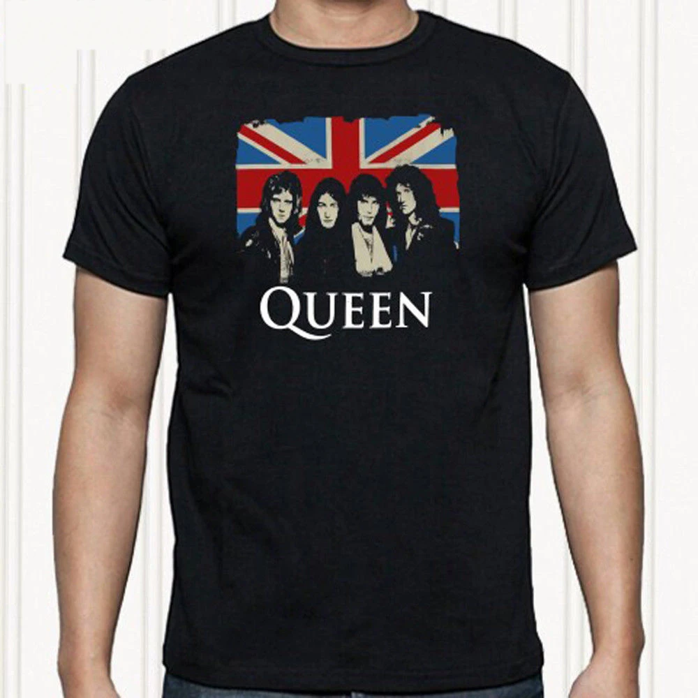 

QUEEN Rock Band Legend Freddie Mercury Men's Black T-Shirt Size S To 3XL T Shirt Men Tees Brand Clothing Funny Top Tee