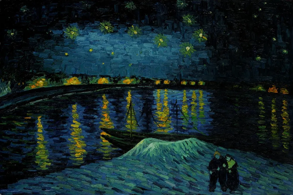 van gogh tableau paysage de la nuit