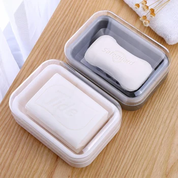 

Durable Small Transparent Plastic Waterproof Soapholder Drainage Soapbox Shower Soapdish Nonslip Dish Draining Tool Storage Box
