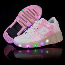 New Child Heelys Jazzy Junior Girls Boys LED Light Heelys Roller Skate Shoes For Children Kids Sneakers With Wheels
