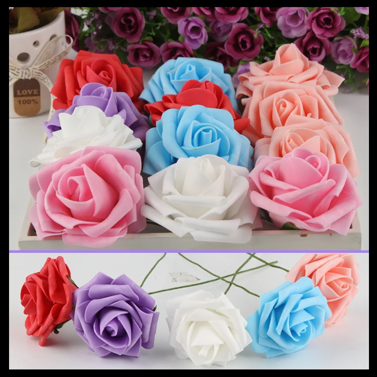 300pcs 7cm Foam Home Furnishing Artificial Rose Flower Wedding Party Decorations 