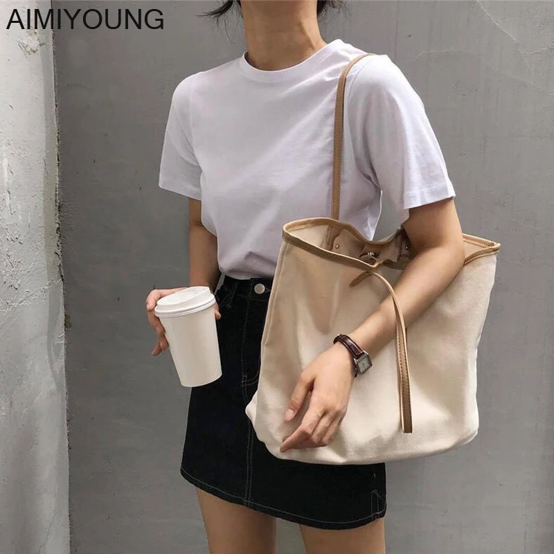 

AIMIYOUNG Women Canvas Handbags Large Shoulder Bags Ladies Tote Bags Fashion Designer Handbags Bolsa Feminina Bolsos Mujer