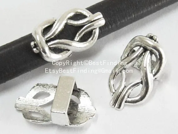

10x6mm Licorice knot leather sliders licorice leather findings -LF51