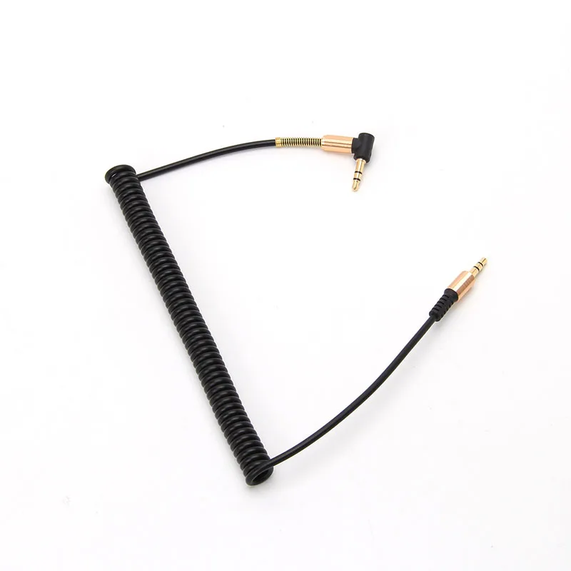

1M TPE 3.5mm Male To Male Spring Car Aux Cord Right Angle Audio Cable For Phone PC
