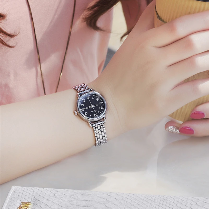 KIMIO Skeleton Pointer 3D Arabic Numerals Scale Fashion Watches 2018 Women Tops Girls Watches Bracelets For Women Luxury Brand