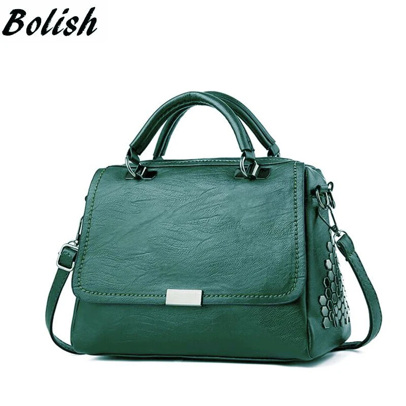 Bolish Casual Women Soft Pu Leather Handbag Female Shoulder Bag Women Soft Pu Leather Handbag