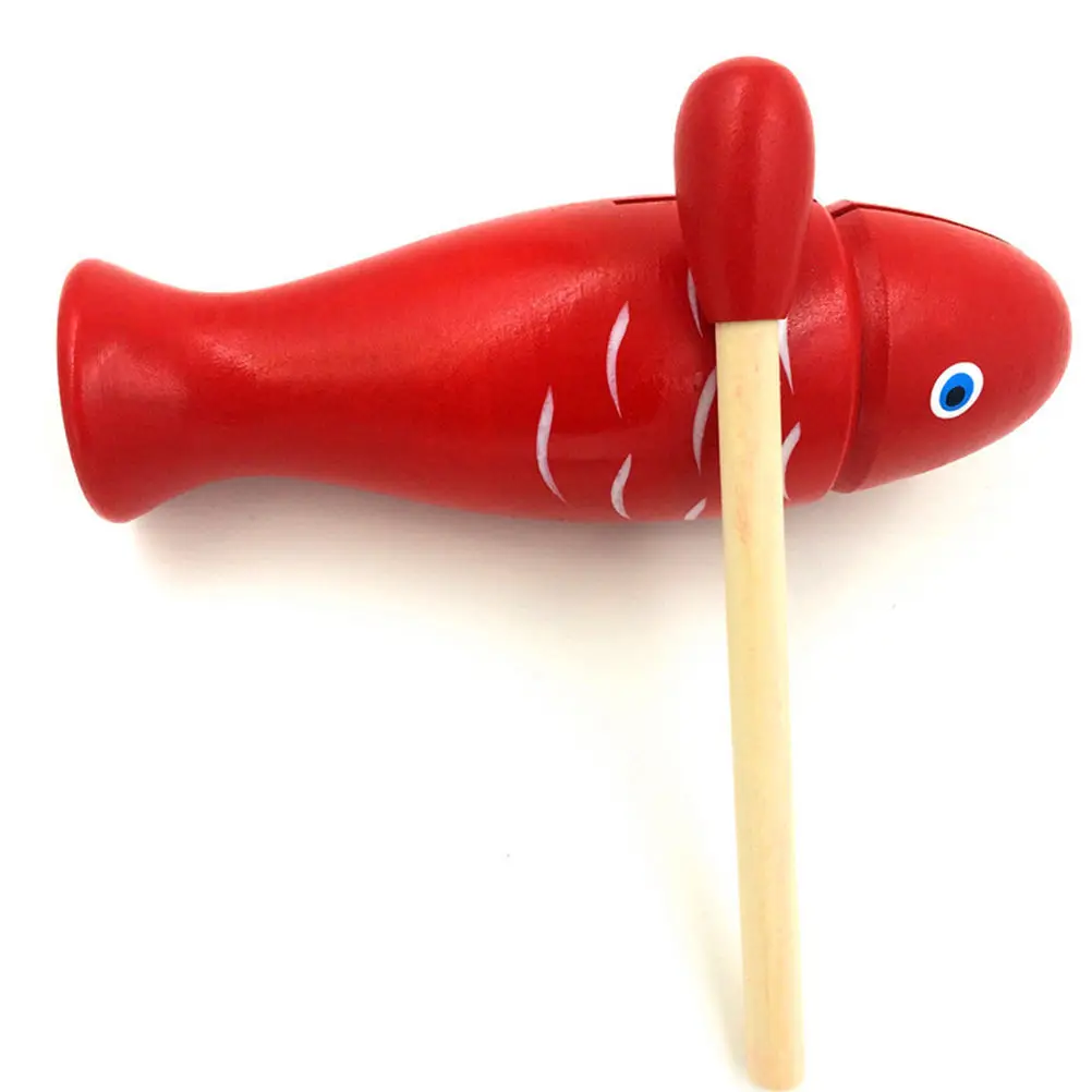 1 шт. красный деревянный форма рыбы милый ударный инструмент музыкальные игрушки для детей подарки оптом