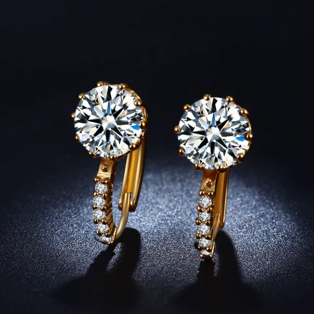 Hot Elegant Fashion Imitation Diamond Earrings High Grade Gold Hot Elegant Fashion Imitation Diamond Earrings High Grade Gold Plated New Super Flash Dove Egg