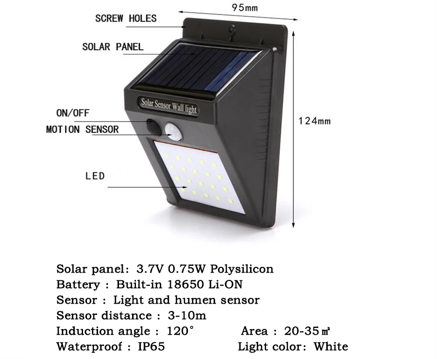 BUYBAY Brand LED Solar Light Outdoor Porch Lighting PIR Motion Sensor Solar lamp Garden Wall Yard Deck Security Lights 20LEDs