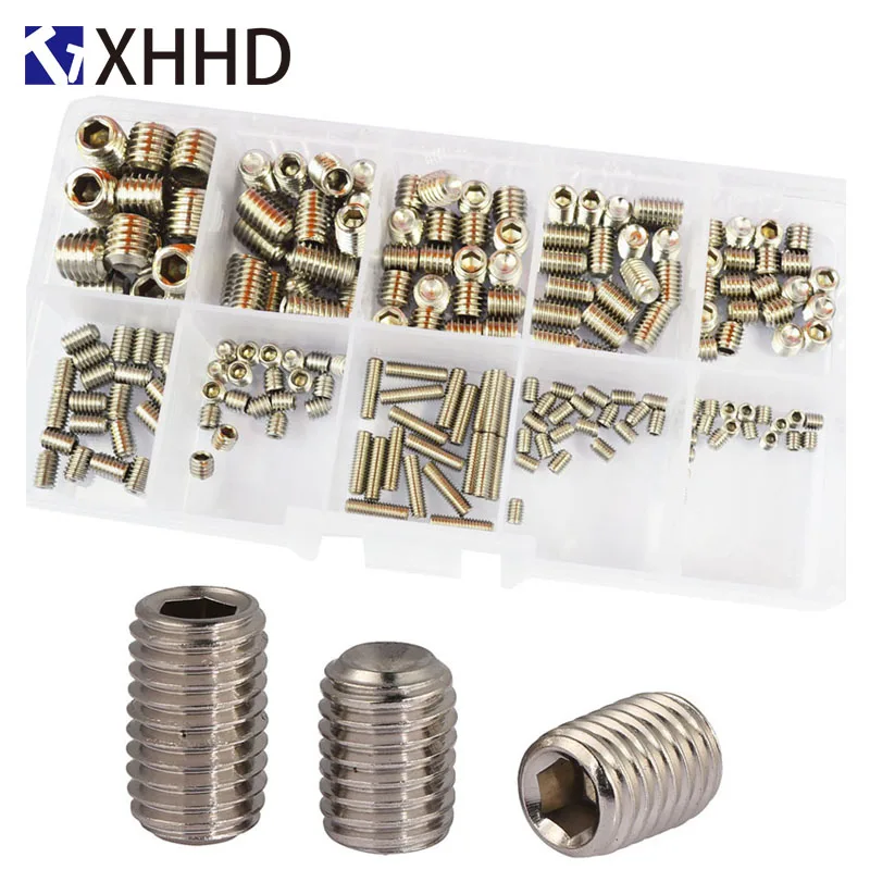 

Set Grub Hex Socket Head Cap Screw Metric Hexagon Headless Machine Bolt Set Assortment Kit 304 Stainless Steel M3 M4 M5 M6 M8