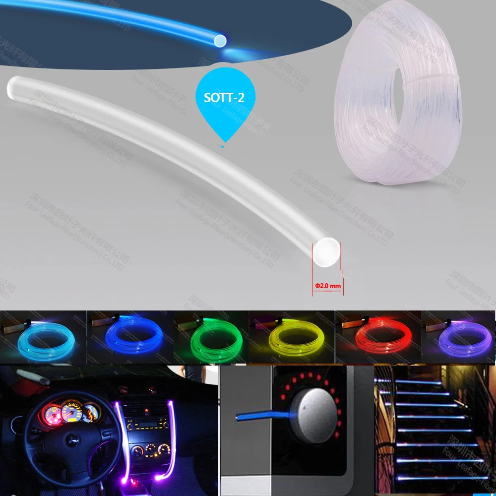 

factory 2mm super bright led solid core side grow optical fibra light optic fiber for car lighting decoration