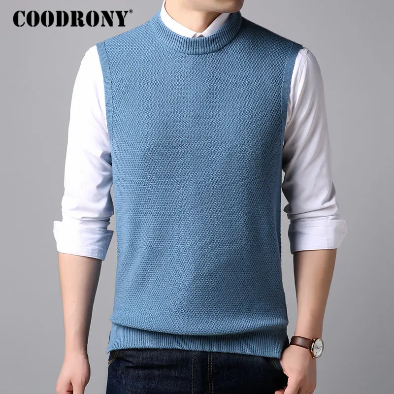 COODRONY Maglione Degli Uomini Vestiti 2018 Autunno Inverno Nuovi Arrivi di Stile di Gusto Squisito O-Neck Senza Maniche Della Maglia di Cachemire Degli Uomini di Lana Maglie e Maglioni 8261