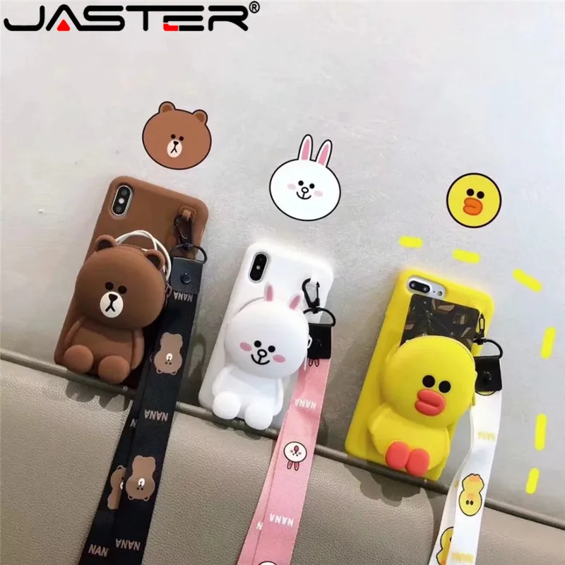 

JASTER For iPhone X XR XS Max 7 8 Plus 3D Bear Wallet Phone Case Soft Silicone Cover For iPhone 8 7 6 6S Plus Back Capa