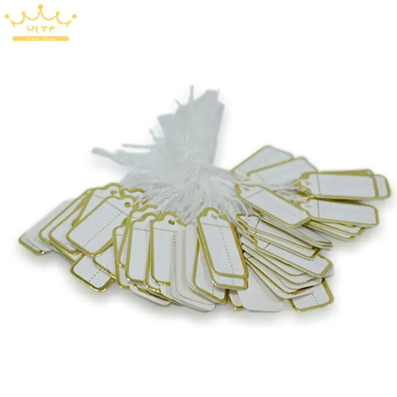 

100 pcs Jewelry Strung Pricing Price Tags with String Gold Merchandise Cloth Label,FREE SHIPING