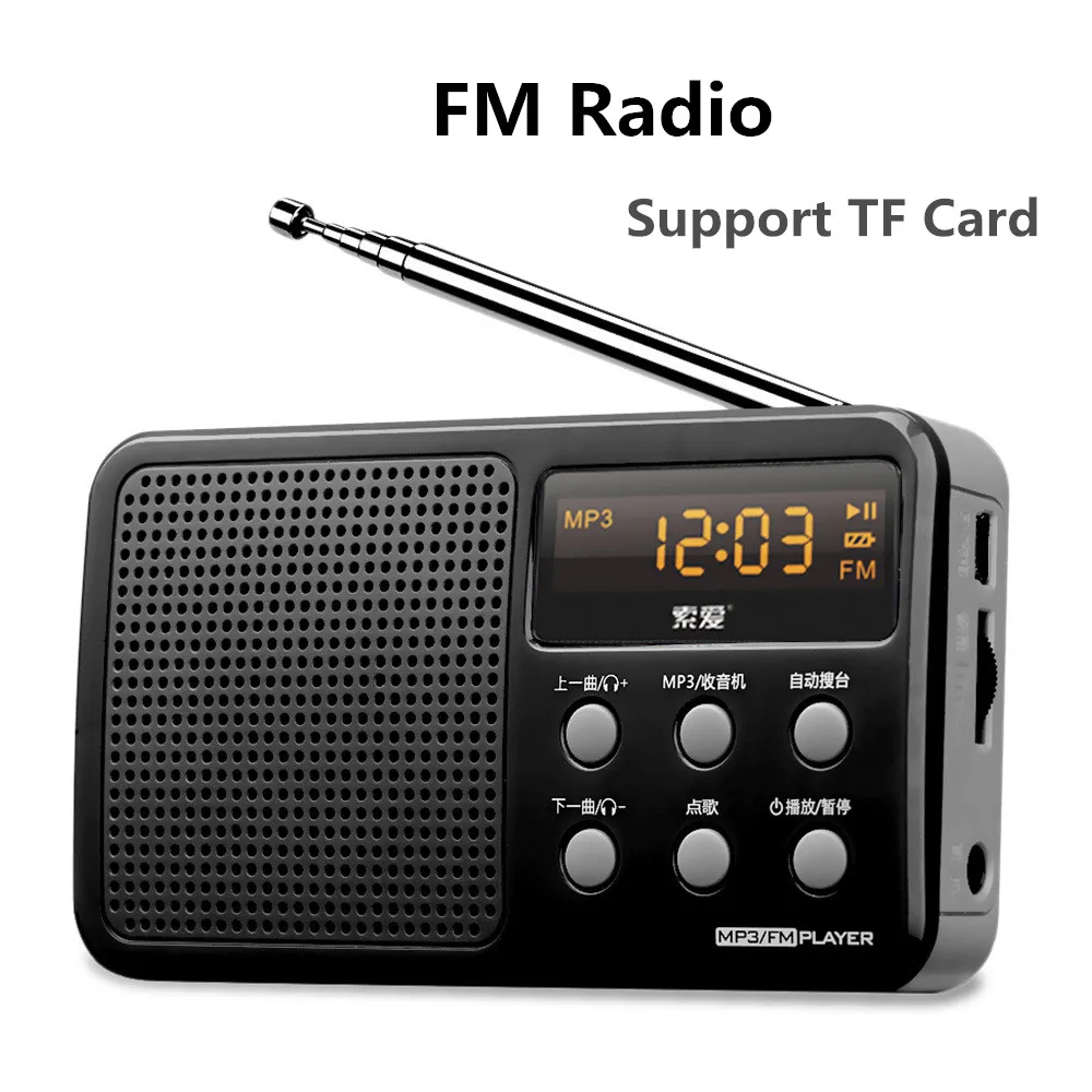 4  Mini Portable Radio FMAMSW Radio MP3 Player Multiband Radio Camping Hiking Outdoor Sports FM Radio Speaker Support TF Card