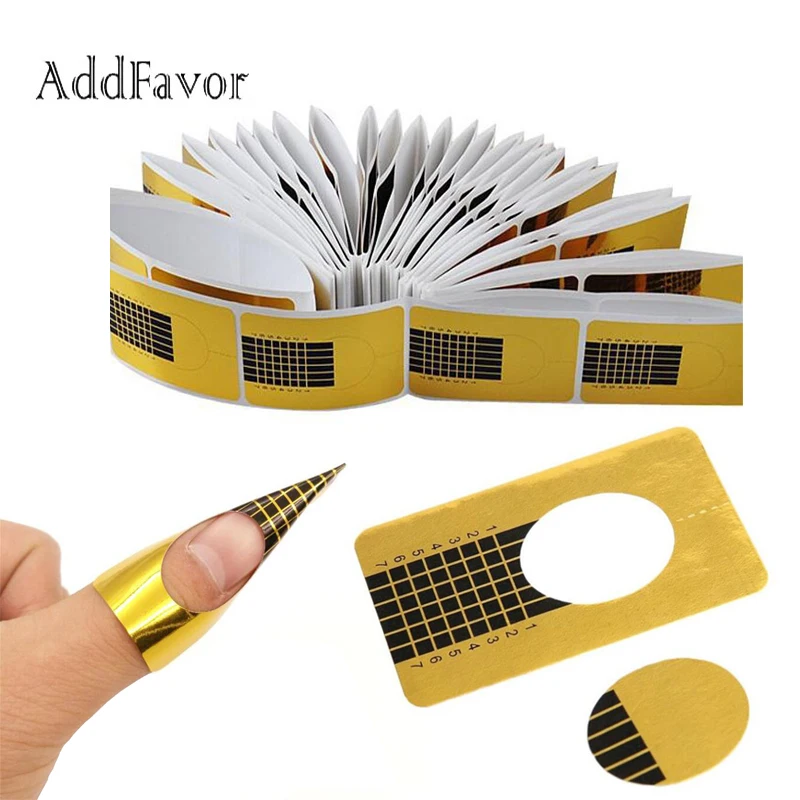 

Addfavor 100pcs/lot Nail Forms Gel Extension Sticker French Acrylic Curve False Nails Art DIY Guide Form Beauty Manicure Tools