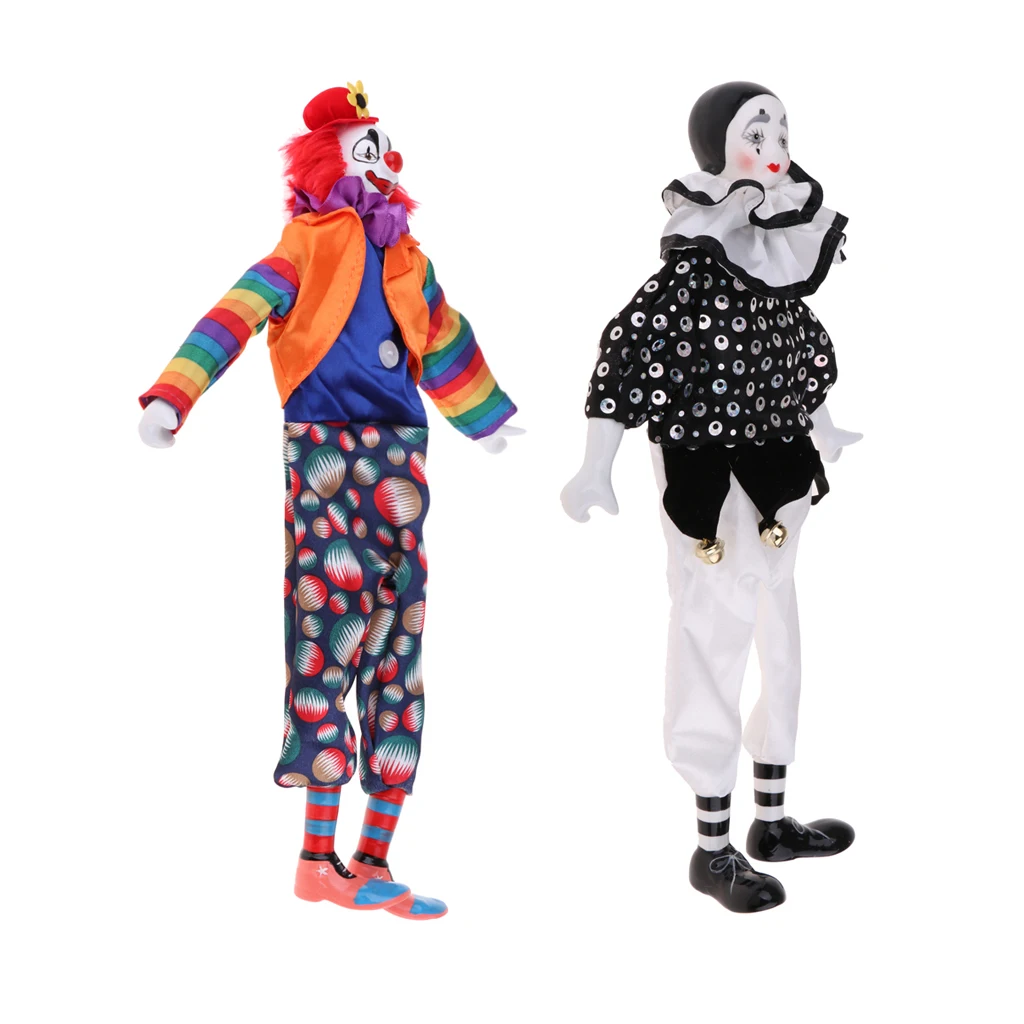2Pcs Fashion Porcelain Clown Doll Halloween Christmas Decoration Souvenir Collections Friends Gift Home Table Decor