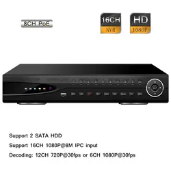 16CH H.264 HD 1080 P 8 POE видеонаблюдения сети NVR P2P 2 SATA