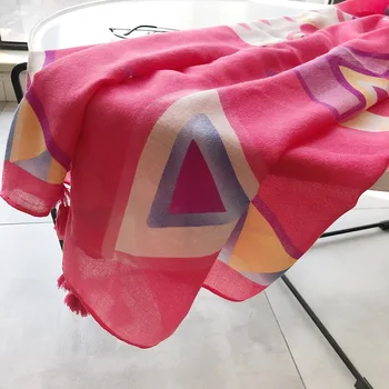 

KYQIAO women's scarves 2019 ladies office shirts female autumn spring Mexico style ethnic long geometric pattern scarf cloud