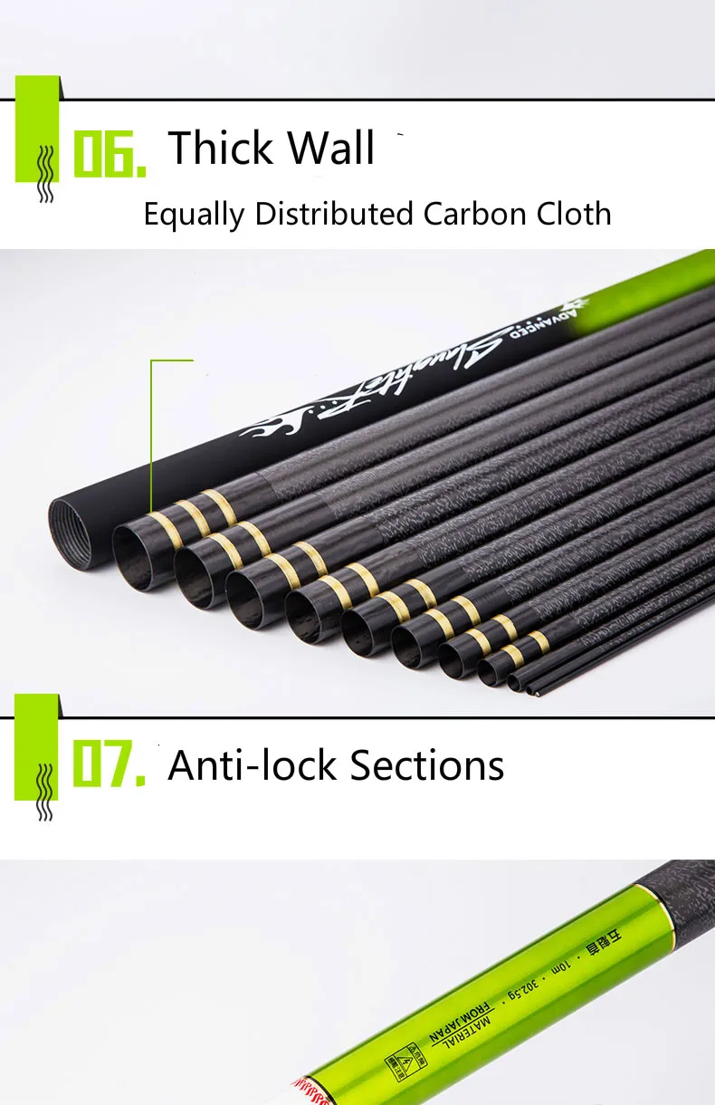 vara de Pesca Pólo de Carbono Equipamentos de Pesca Canne Olta Seti