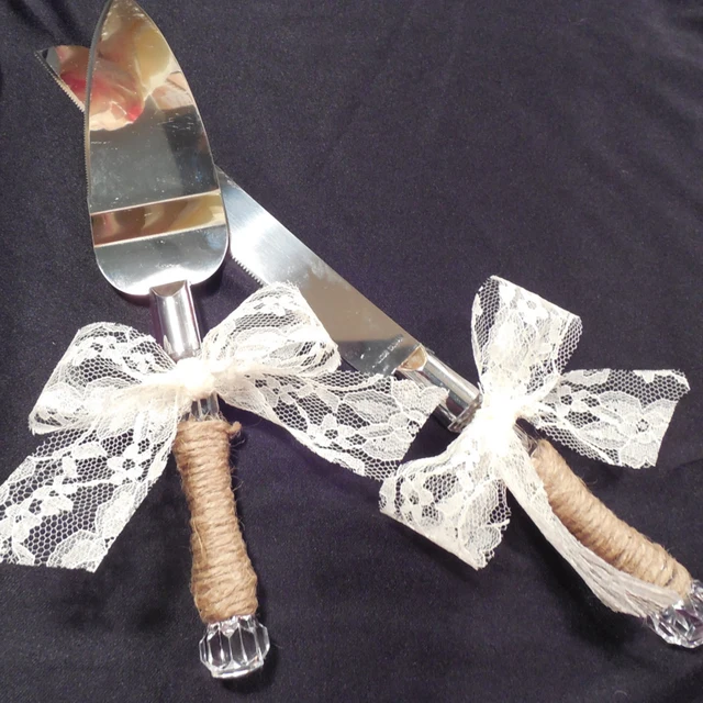 Rustic Wedding Shabby Chic Cake Knife Server Set Personalized Serving Rustic Wedding Shabby Chic Cake Knife Server Set Personalized Serving