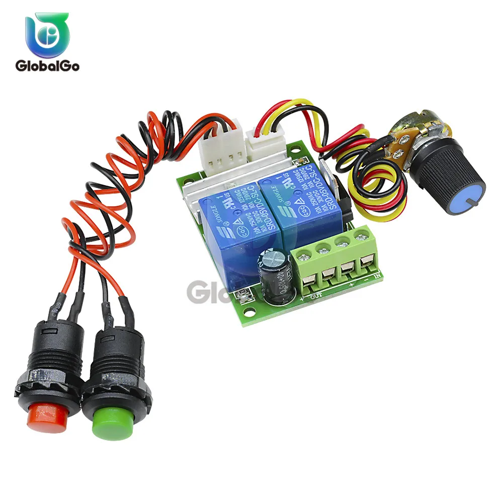 

3A PWM Adjustable Reversible Motor Control Regulator 2Channel Relay Module DC Motor Speed Controller Potentiometer Switch Button