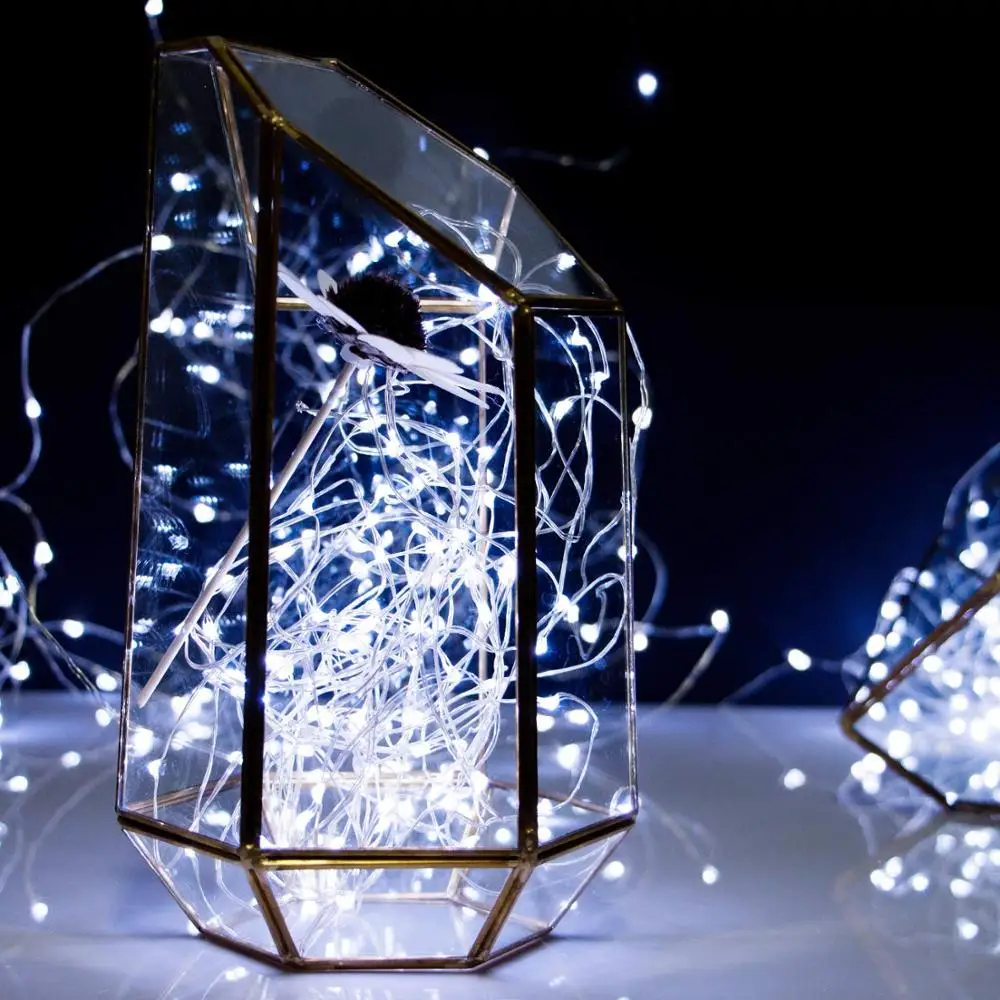 2 шт./лот, Рождественский светильник с батареей CR2032, 2 м, 3 м, медное серебро, мини-сказочный светильник, теплый белый декоративный светильник для дома и свадьбы