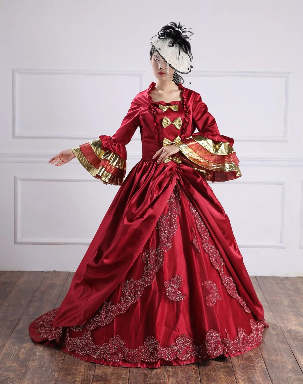 Бордовые Платья Marie Antoinette Ренессанс средневековый длинный хвост викторианские