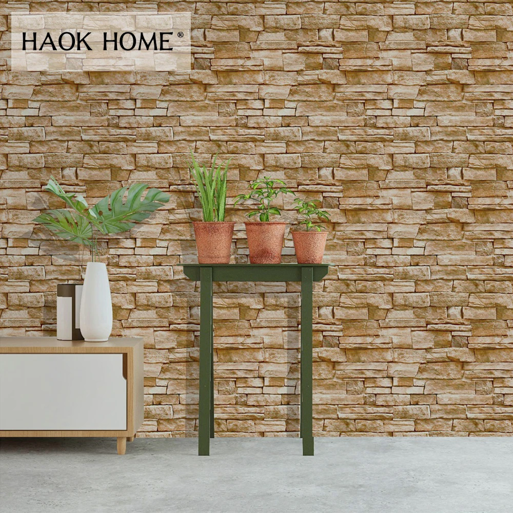 HaokHome 3d наборный камень обои кирпич самоклеющиеся Винтаж Peel Stick контакт бумага песок Гостиная Кухня Настенный декор