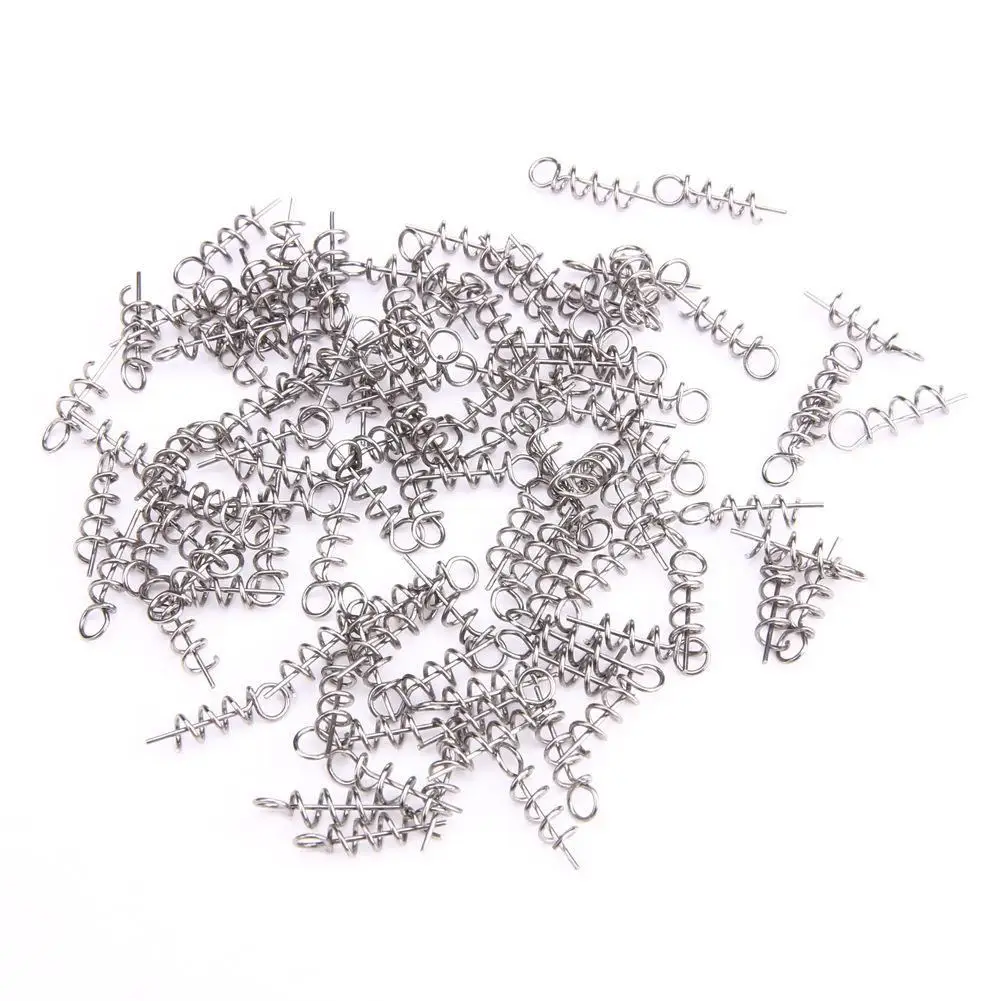 

Relefree 100Pcs Spring Pin Hook Screw Fixed For Soft Worm Lure Baits Fishing Tools