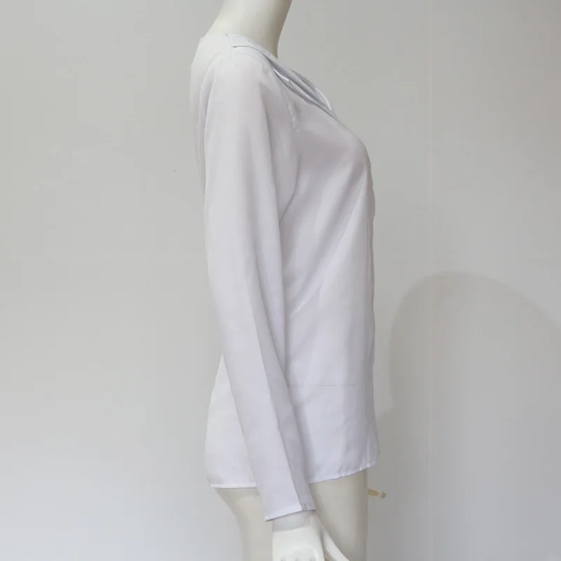 Autumn Chiffon Fashion Women Shirt Blouse V-Neck Casual Solid Color Female Shirts Office Ladies Workwear Blouses WS9455Z