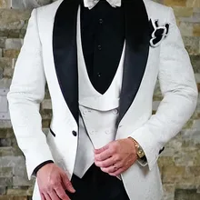 Элегантный Жених одежда Женихи для мужчин Тонкий костюмы на выпускной, свадьбу для комплект из 3 предметов(куртка+ брюки жилет