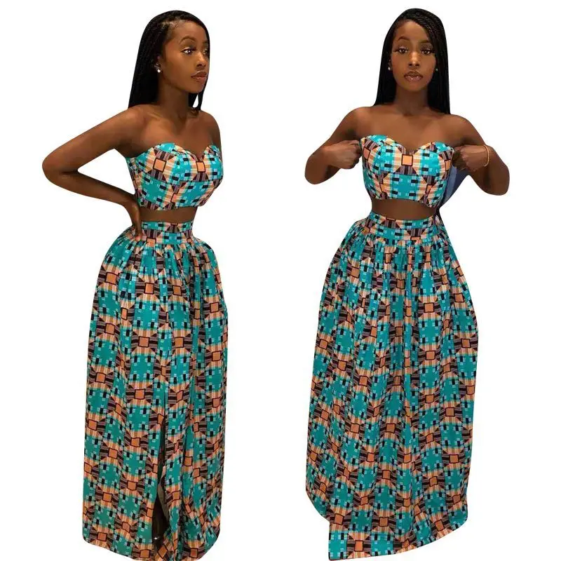 Женский костюм из 2 предметов Dashiki пляжный в африканском стиле с узором пейсли без