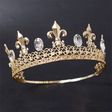 Adjustable Magnificent Vintage Men Gold Crown For Wedding Prom Kings Headdress Tiaras and Crowns Hair Jewelry Accessories