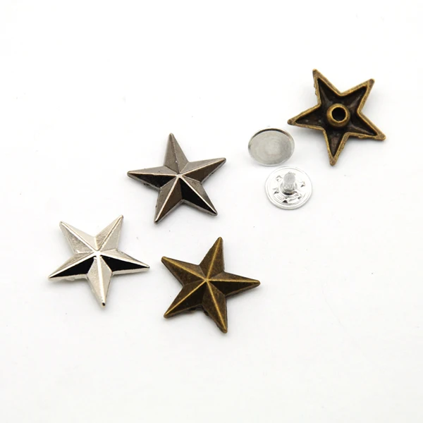 60sets/lot 18mm zinc alloy metal rivets star jeans rivets antique brass