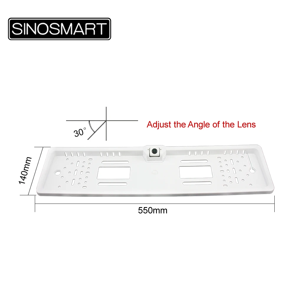 SINOSMART HD универсальная широкоугольная парковочная камера заднего вида белая Серебристая черная Европейская номерная табличка рамка