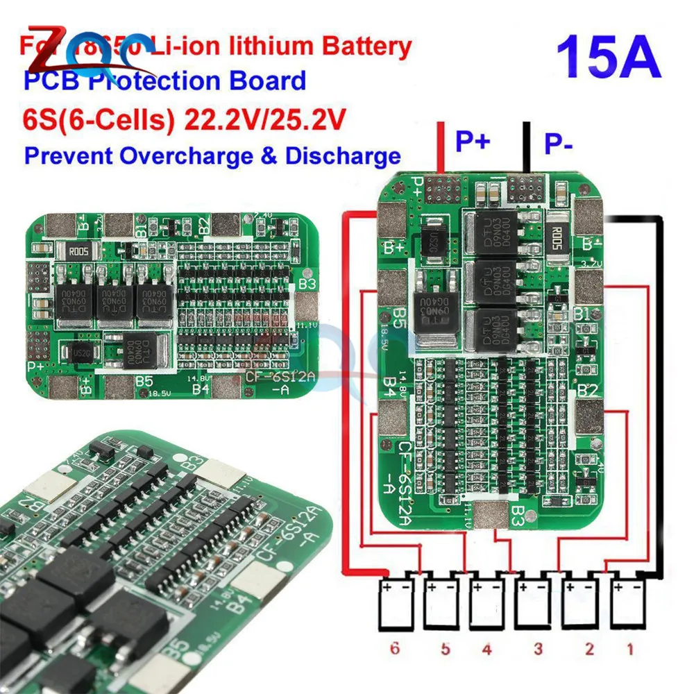 6S 15A 24V PCB плата защиты BMS для 6 пакетов 18650 литий-ионная батарея ячеечный модуль новое поступление