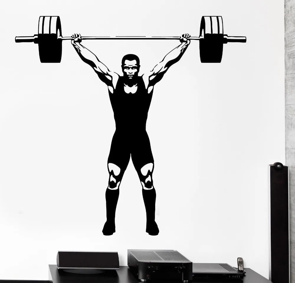 Wall Sticker Sport Champion Crossfit Bodybuilder Strong Man Barbell