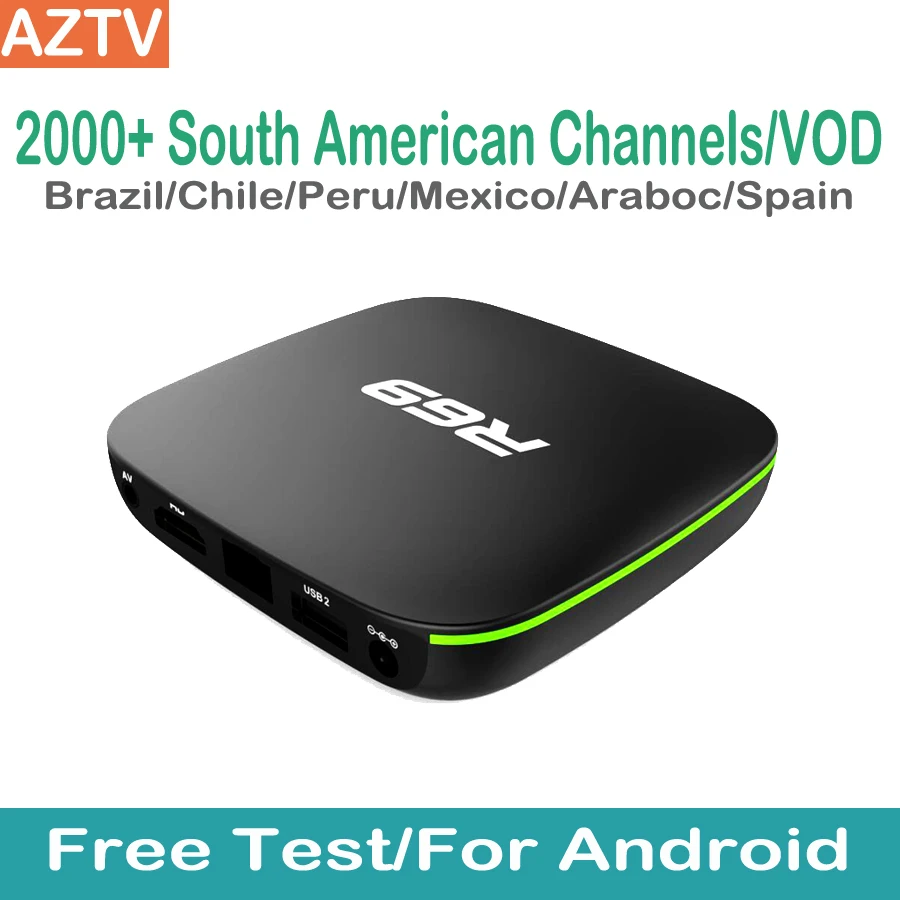 

With Latin American TV Subscription Brazil Chile Mexico Peru Spain Arabic Portugal Channels R69 Cheap Mini 4K IPTV Box Quad Core