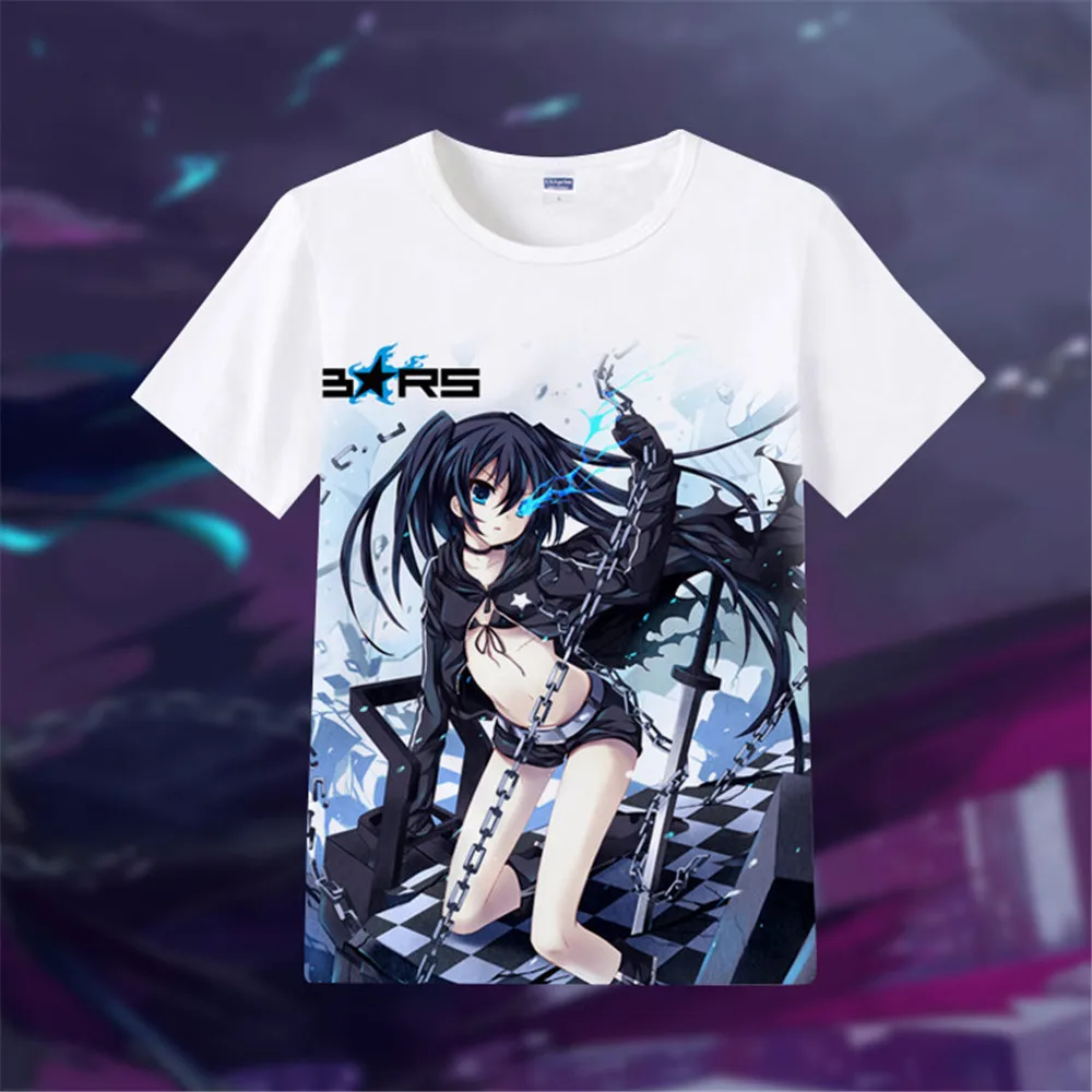 Футболки Black Rock Shooter kawaii футболка с японским аниме рубашка мангой милые футболки