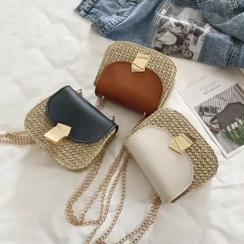 

Women Straw Bag Wicker Woven Rattan Handbag Square Crossbody Beach Shoulder Bags Women Handbags Bag Cross Body Messenger Bags