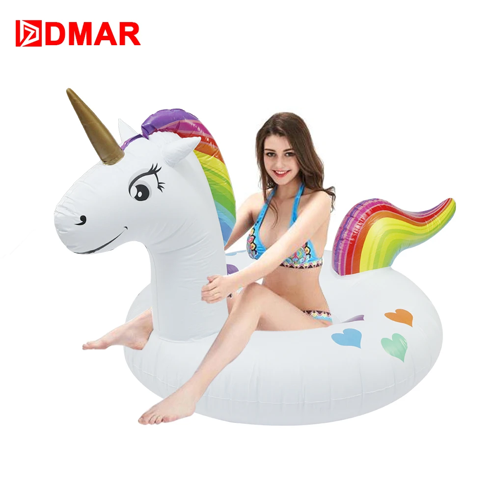 

DMAR 162cm 68.3" Inflatable Unicorn Giant Pool Float Toys For Adults Swimming Ring Circle Mattress With Love Beach Sea Toys