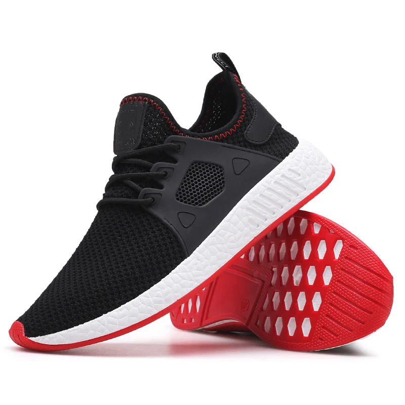 High Quality Men Casual Mesh Shoes Men's Summer Breathable Lightweight Mesh Hollow Leisure Shoes Red Black Gray Sneakers