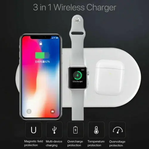 

3 in1 Qi Wireless Charger Pad Fast Charging For Apple Watch iWatch iPhone XS X