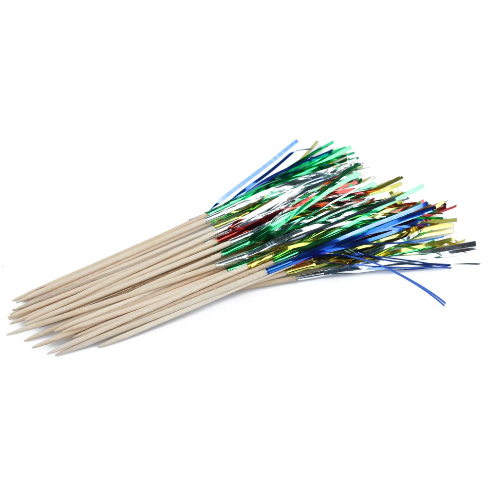 

40PCS/Bag Disposable Paper Wood Drink Cocktail Rainbow Fireworks Picks Sticks Fruit Desserts Food Forks Party Decoration