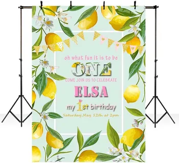 

Custom Lemon leaves flag Celebrate 1ST Birthday Baby Shower background Vinyl cloth Computer print children kids backdrop