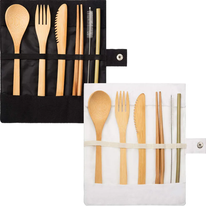 

6pcs/set Portable Eco Friendly Flatware Set Travel Utensils Dinnerware Sets Reusable Straws Chopsticks Knife Fork Spoon