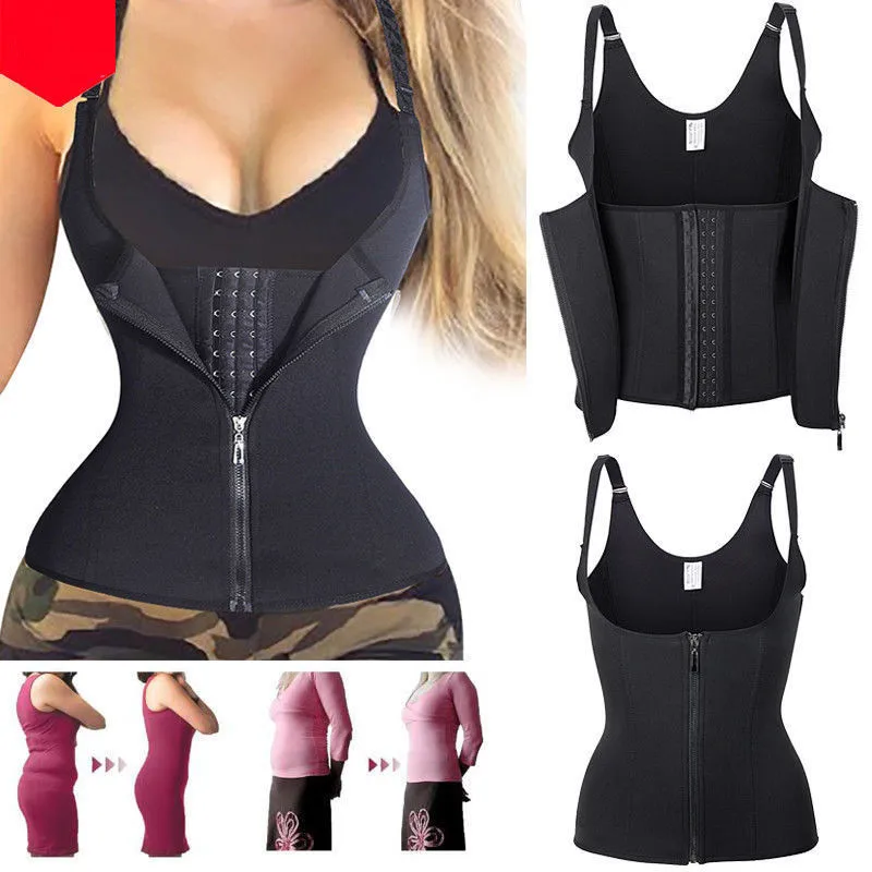

FDBRO Women Abdominal Support Belt Waist Trimmer Press Belt Sports Corset Girdle Zipper Vest Slim Weight Trainer Body Shaper